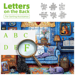 Blueforest puzzle featuring vintage decor cats in blue tones for cozy deco inspiration.