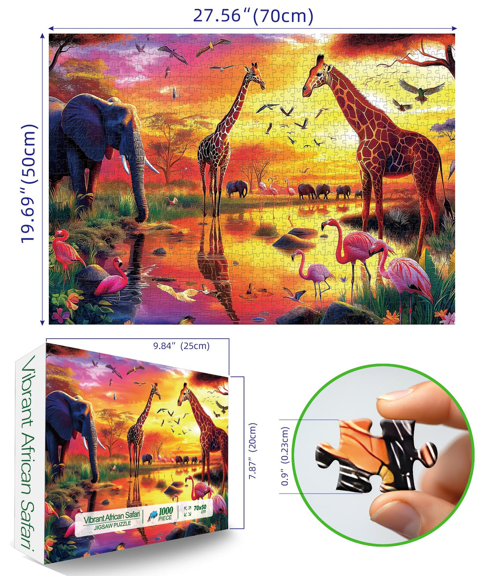 Blueforest african sunset puzzle, dramatic sky and wildlife, a stunning decor piece when complete.