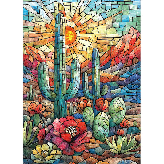 Blueforest Cactus 1000-piece puzzle finished mosaic desert scene for relaxing downtime