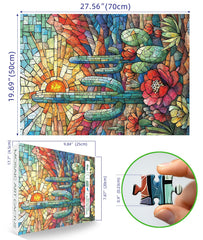 Blueforest Cactus puzzle with stained glass effect evokes vibrant sunlit colors