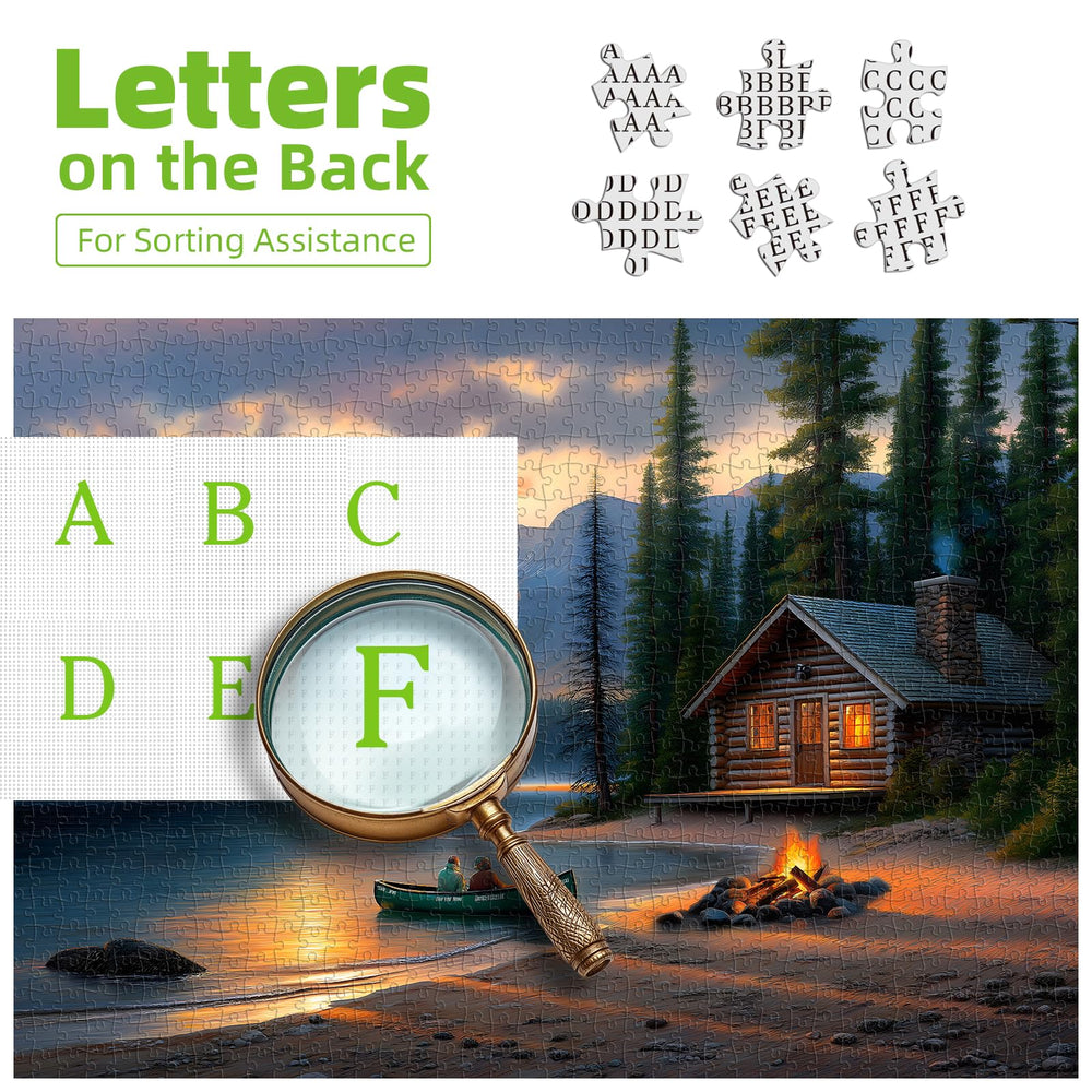 Blueforest forest reflection puzzle showing tranquil water and trees.