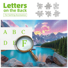 Blueforest Moraine Lake puzzle includes reference poster to guide assembly