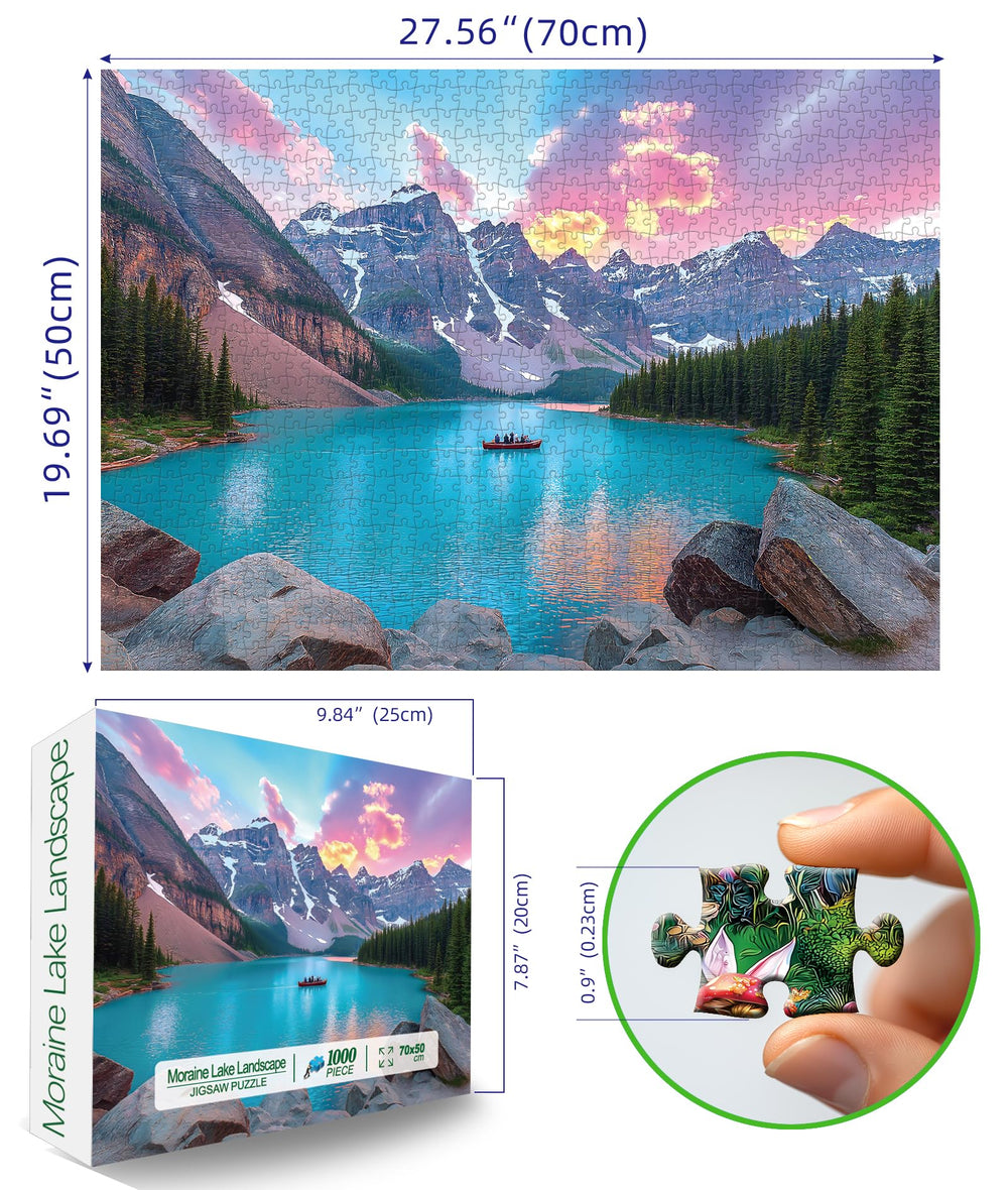 Blueforest Moraine Lake puzzle highlights snow-capped peaks for dramatic landscape solving