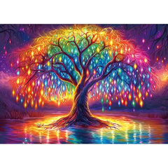 Blueforest Neon Life Tree puzzle pieces assembled for family bonding.