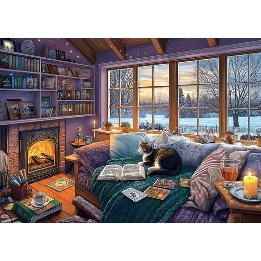 Blueforest Read Room Puzzle shows a cozy warm reading nook for relaxing evenings.