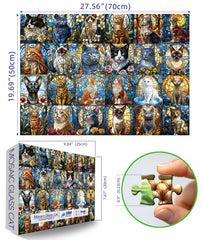 Blueforest stained-glass cats poster highlights high-resolution guidance for assembly