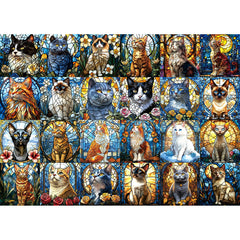 Blueforest stained-glass cats puzzle cover shows vibrant mosaic art for immersive evenings