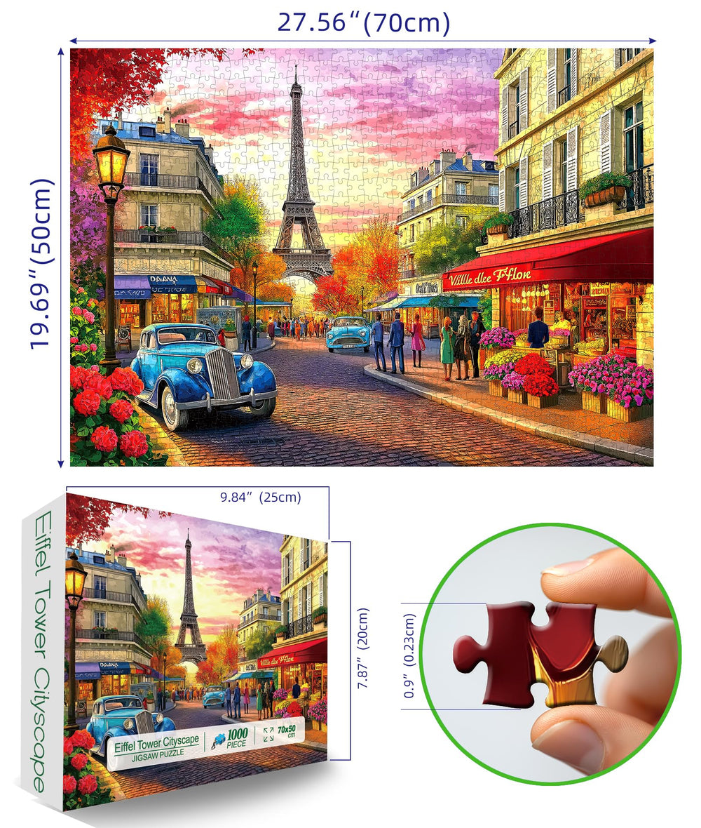 Blueforest vintage car street Paris puzzle for cozy game nights.