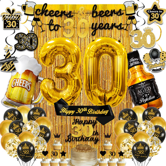 Bluegogo 30th birthday gold number 30 balloon decor for elegant photos