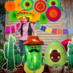 Bluegogo cactus balloon with flower brightens ceilings or walls