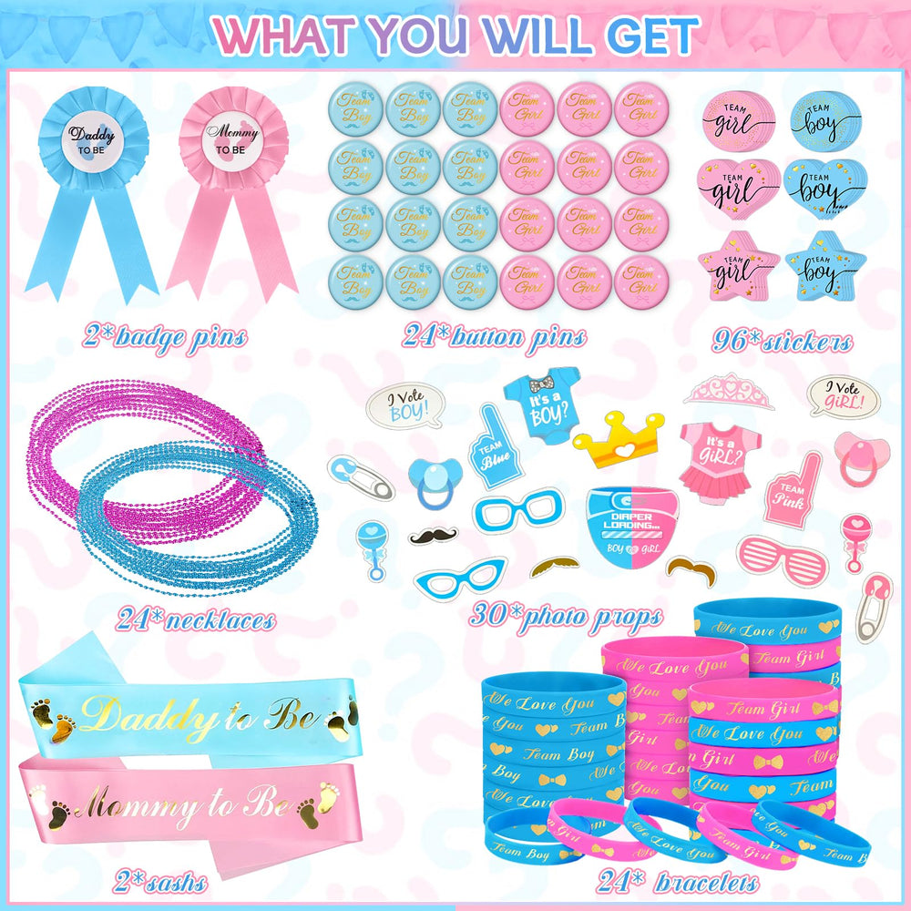 Bluegogo mommy-to-be and daddy-to-be badge pins add playful welcome cues.