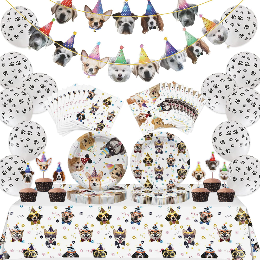 Bluegogo dog birthday plates with cheerful patterns for a festive party table