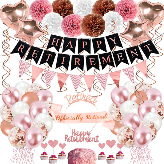 Bluegogo rose gold retirement banner for chic party photos and backdrop