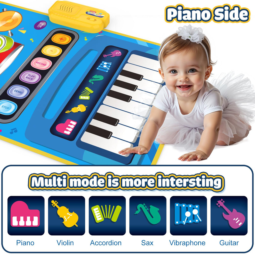 BLUEJAY 2-in-1 musical toy, side view with drum sticks for interactive play