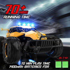 BLUEJAY LED headlights illuminate night driving for cinematic RC runs.