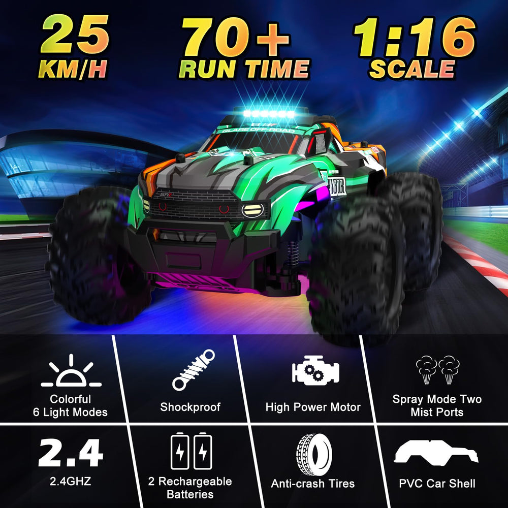 BlueJay RC car LED lights display six colors for exciting nighttime driving.
