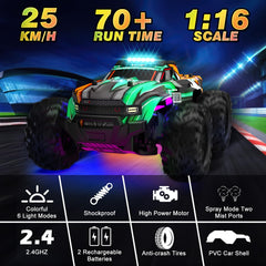 BlueJay RC car LED lights display six colors for exciting nighttime driving.