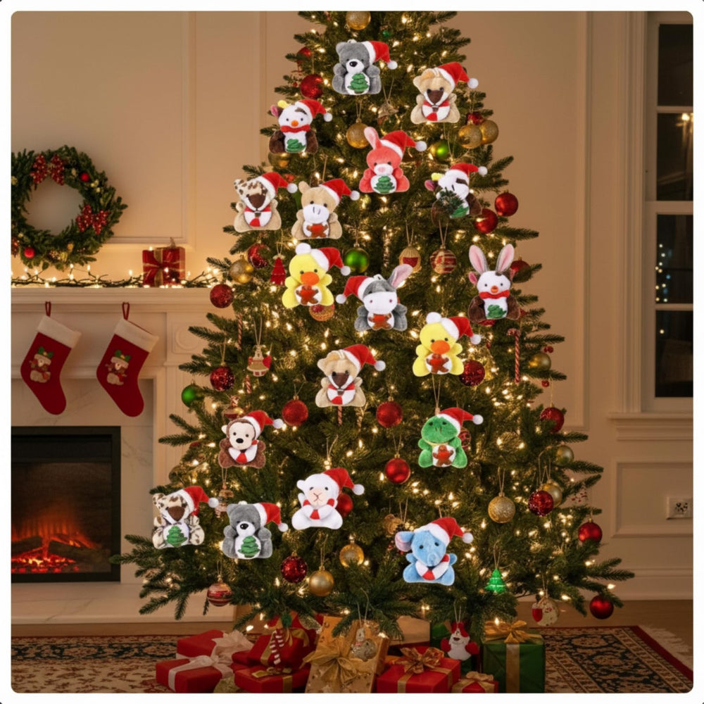 Blueweenly tiger plush with Santa hat, eye-catching party centerpiece addition
