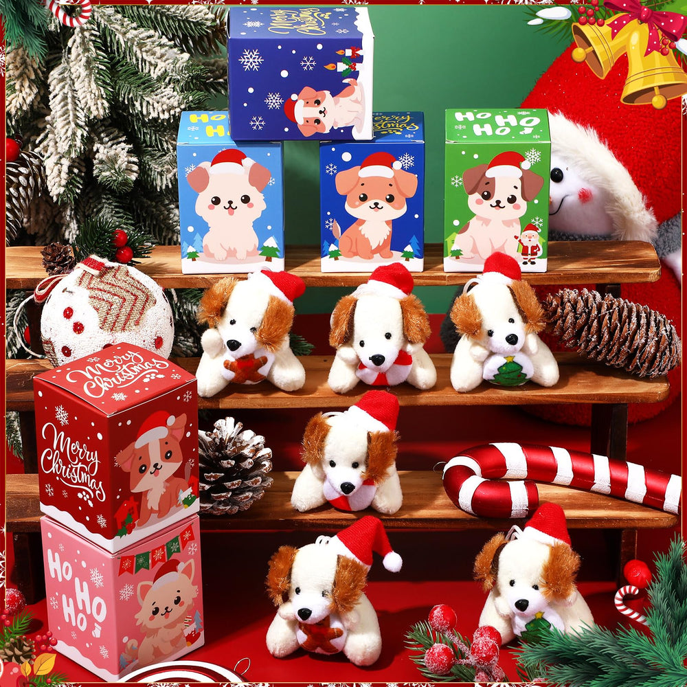 Blueweenly multi-style dog set showcases Santa-hat variations for gift exchanges.