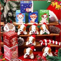 Blueweenly multi-style dog set showcases Santa-hat variations for gift exchanges.