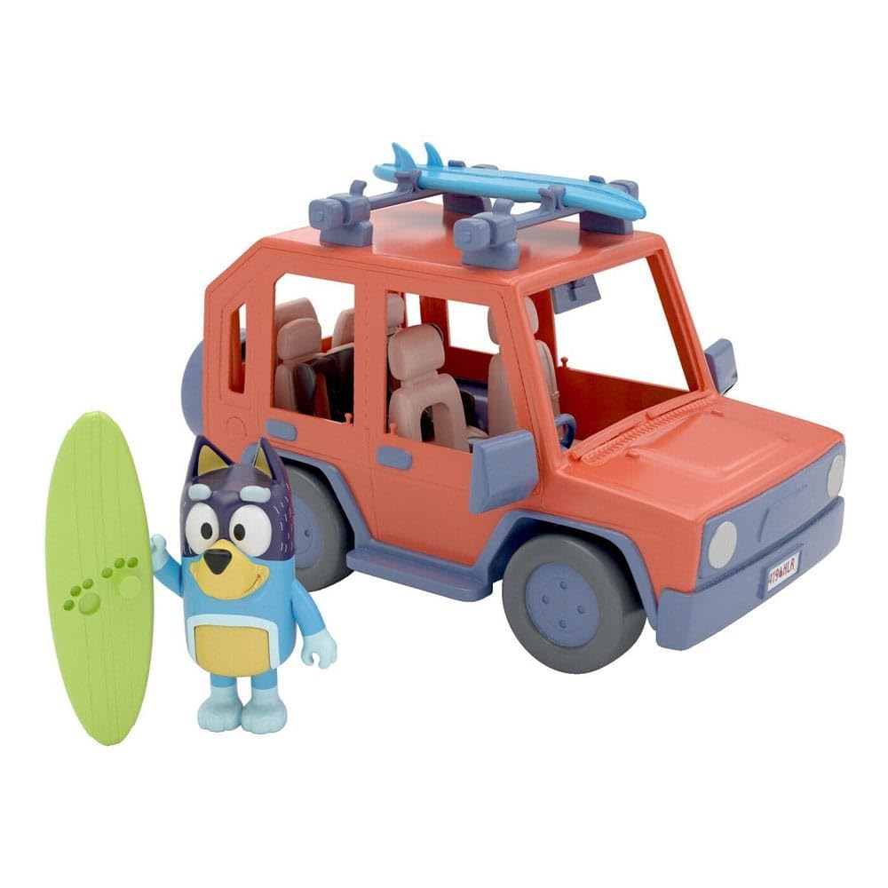 Bluey 4WD vehicle top opening enables quick figure placement.