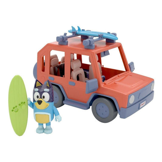 Bluey 4WD vehicle top opening enables quick figure placement.