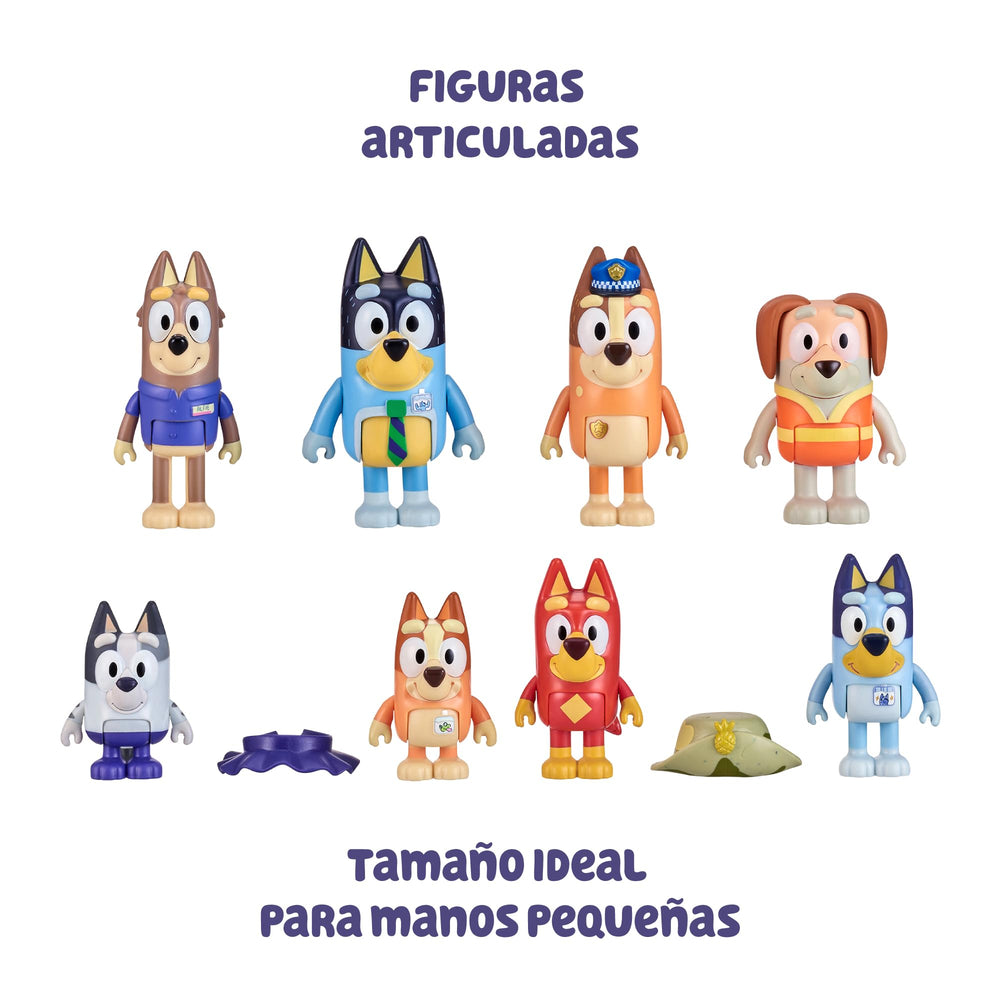 Bluey figures in action pose highlighting mobility and play possibilities