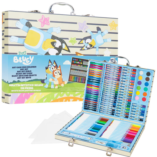 Bluey art kit travel case full setup showing organized supplies for on-the-go creativity.
