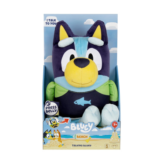 Bluey Beach Talking Plush 13-inch cuddly toy with beach phrases
