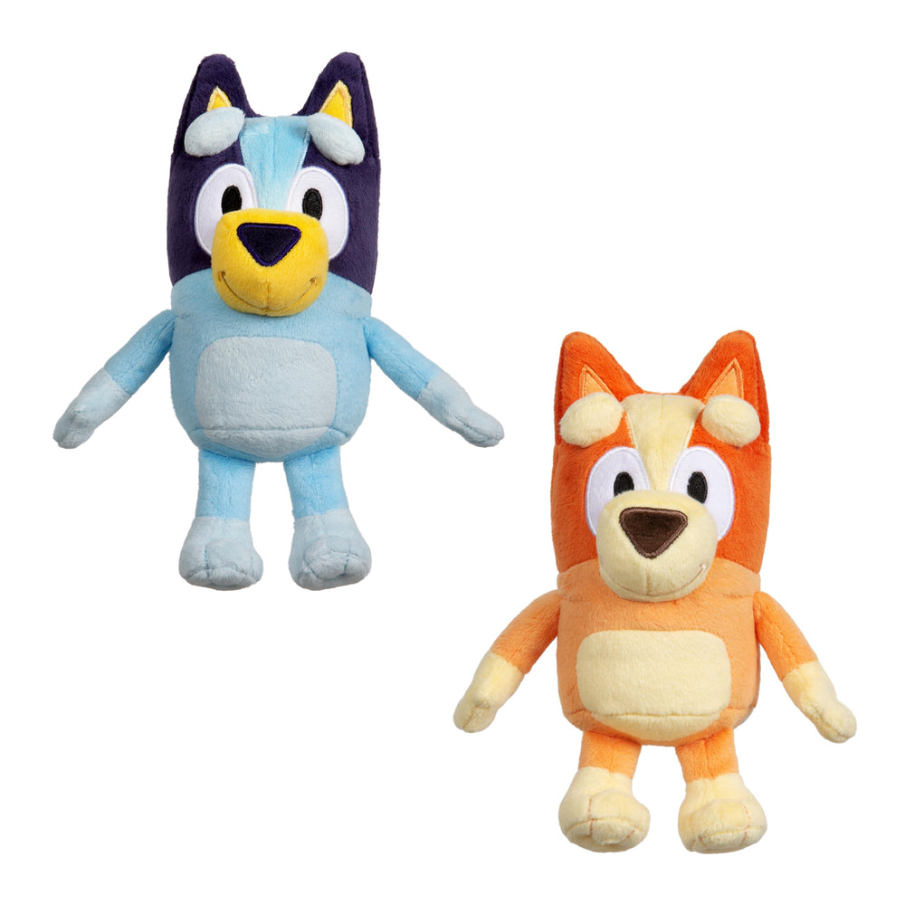 Bluey Bingo plush bundle front view—soft fabrics for cozy playtime.