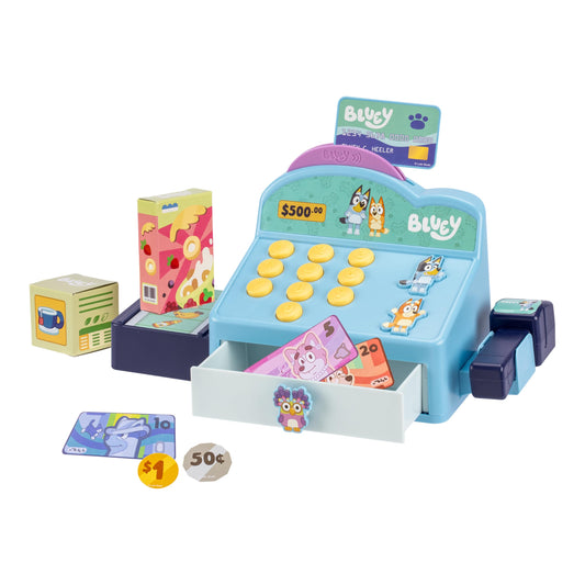 Bluey cash register playset with detachable scanner for realistic pretend shopping at home