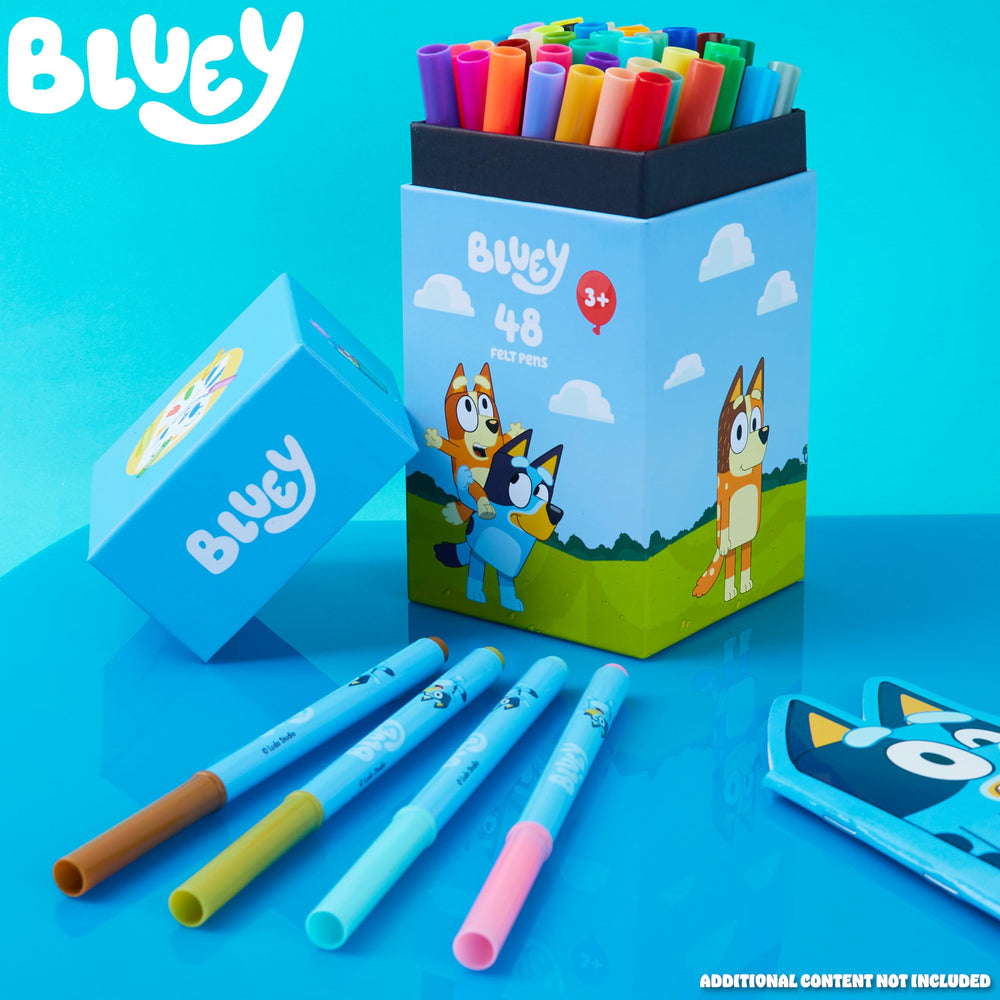 Bluey colouring pens with precision tips support detailed doodling for young artists.