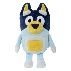 Bluey Dad Bandit plush front view shows soft fabric for cuddly hugs.