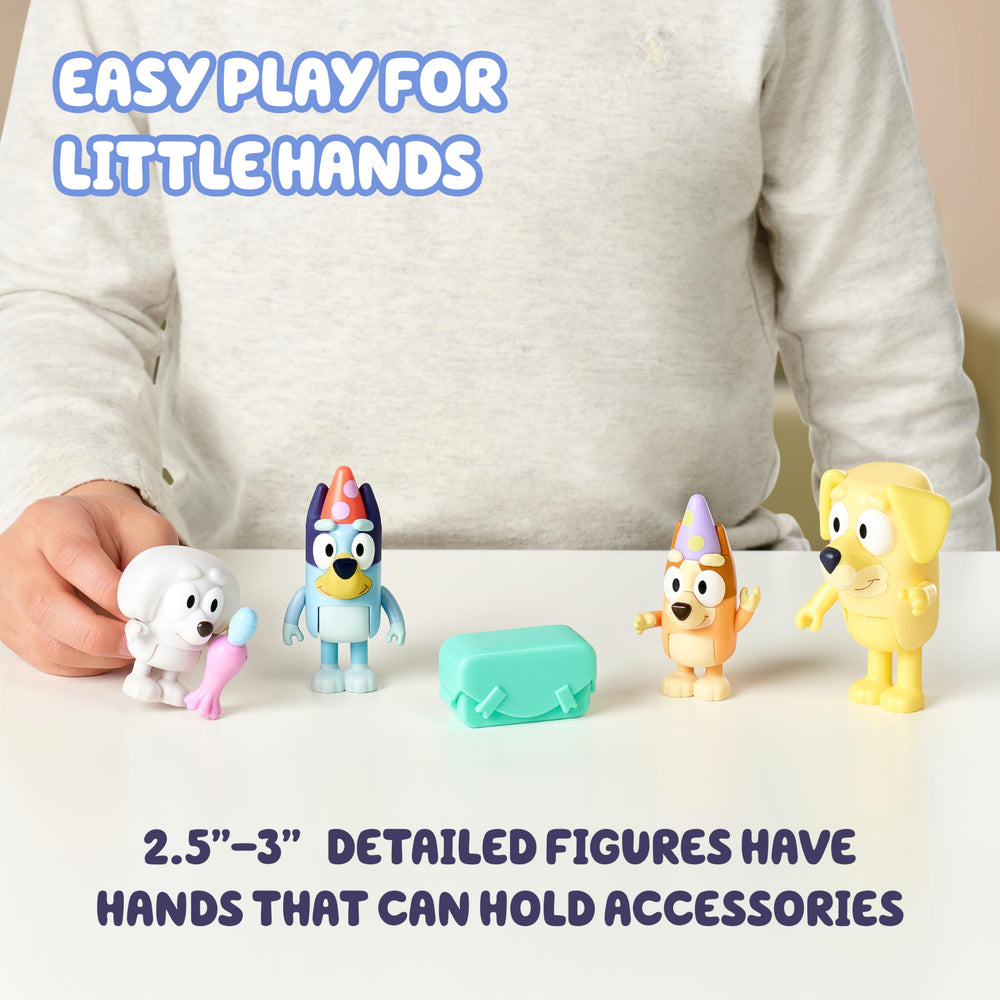 Bluey figurines' articulated joints enable dynamic poses for storytelling.