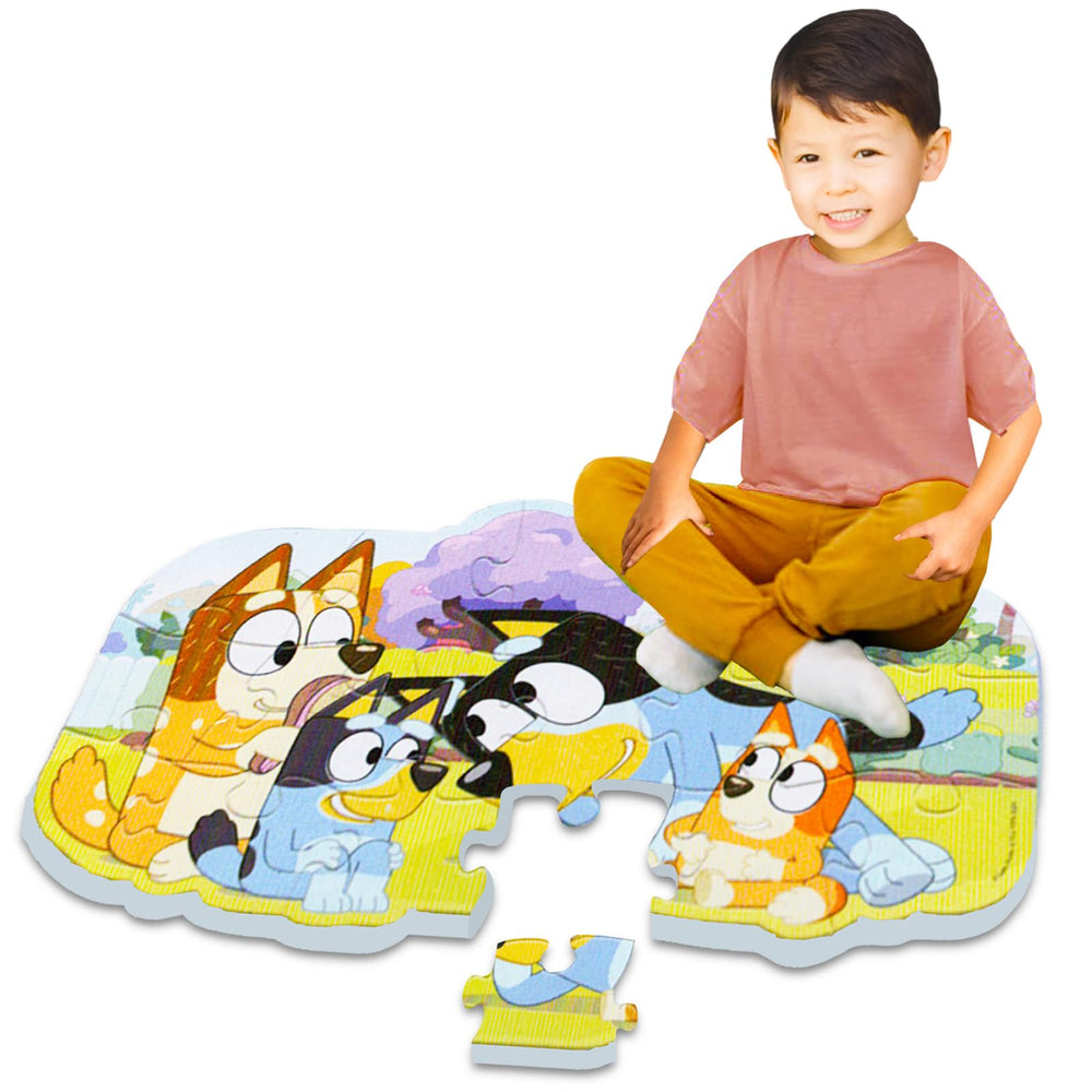 Bluey floor puzzle assembled size 21.2 x 12.9 inches for easy setup.