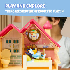 Bluey mini house playset bathroom area supports daily routines in tiny adventures.