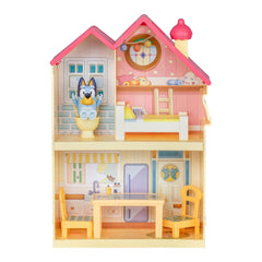 Bluey mini house playset carry handle makes travel easy and fun.