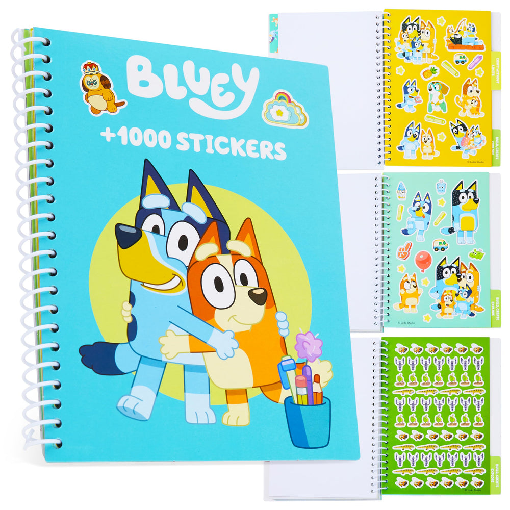 Bluey Sticker Book hero image showing vibrant pages for kid-friendly crafts