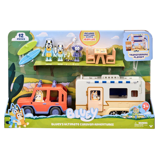 Bluey Ultimate Caravan Adventures playset front view for family-friendly travel imagination.
