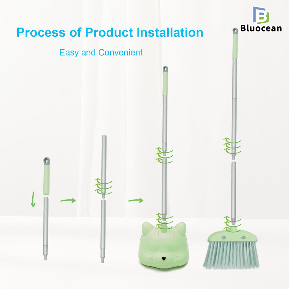 Bluocean cartoon cat design broom encourages playful cleaning and parent-child interaction