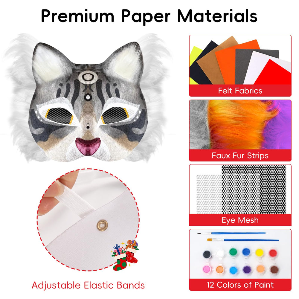 Blurap cat mask painting supplies for creative Halloween costume design.