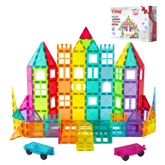 Bmag 130pcs magnetic tiles set sparks open-ended creativity and color exploration.