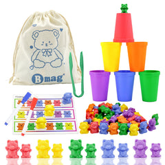 BMAG Counting Bears with six sorting cups promotes color sorting play