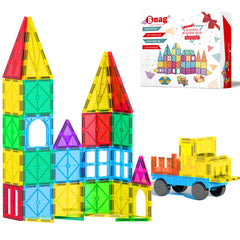 Bmag Magnetic Tiles 67 PCS front view showing colorful shapes for STEM play.