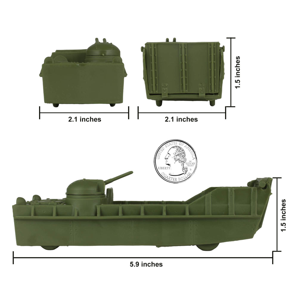 BMC Toys Classic Marx landing craft od green front view highlights rugged detailing