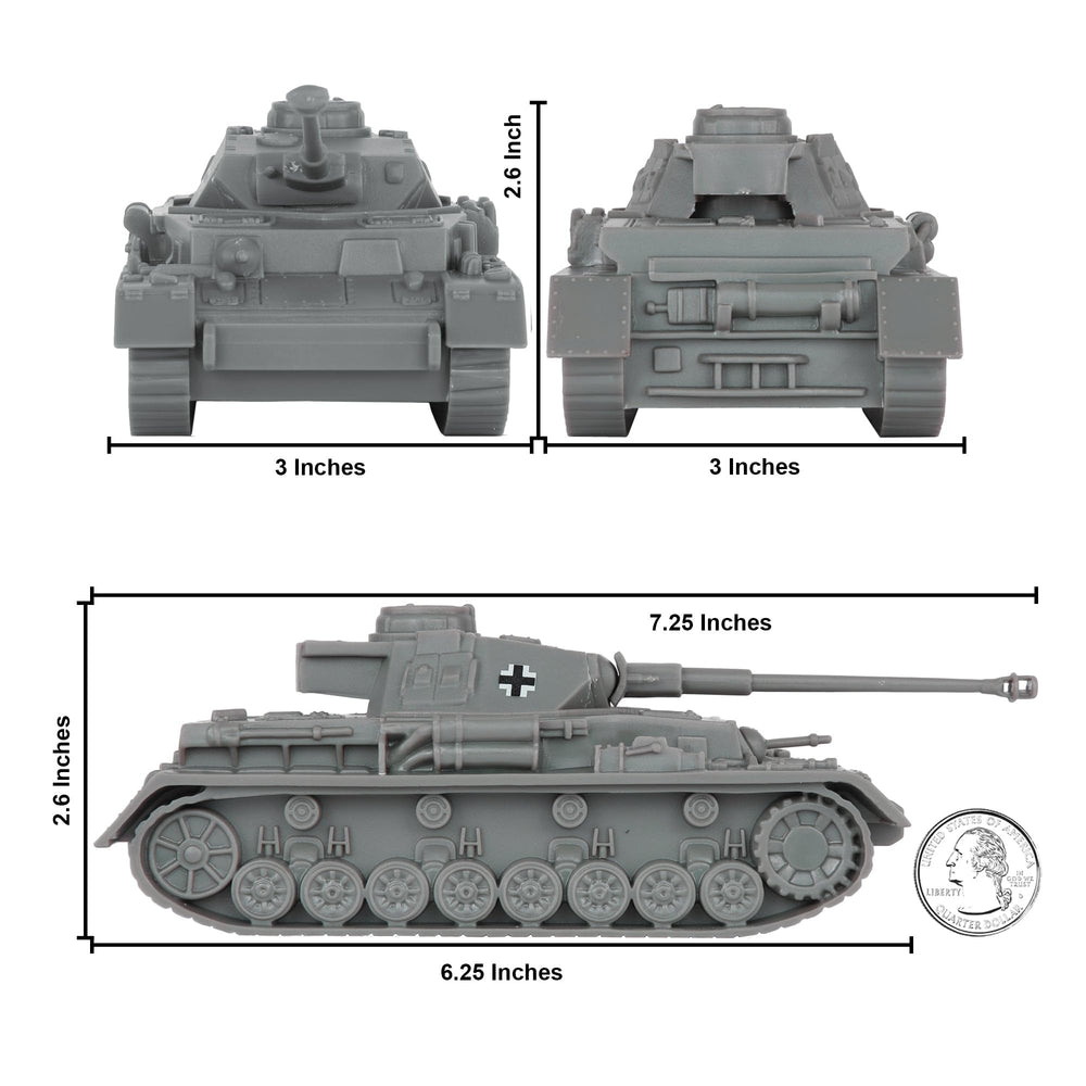 BMC Toys Panzer IV gray top view highlighting dual turret design for dioramas.