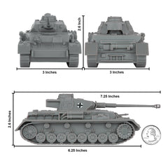 BMC Toys Panzer IV gray top view highlighting dual turret design for dioramas.
