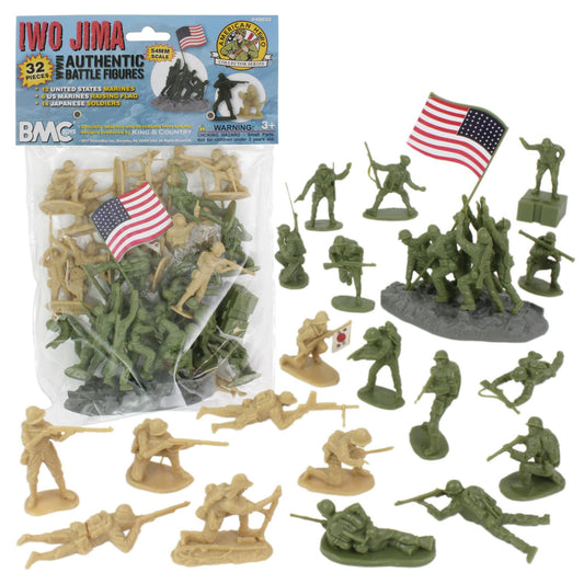 BMC Toys WW2 Iwo Jima flag-raising Marines display for history dioramas.