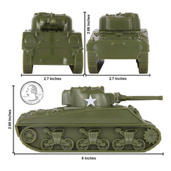 BMC Toys Sherman M4 tank side view in OD green ideal for classroom displays