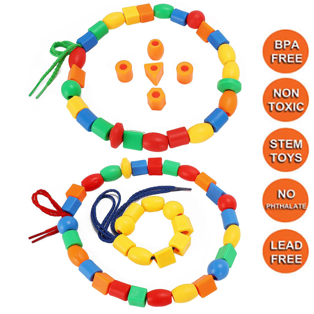 BMTOYS lacing beads for jewelry crafting and imaginative play sessions.
